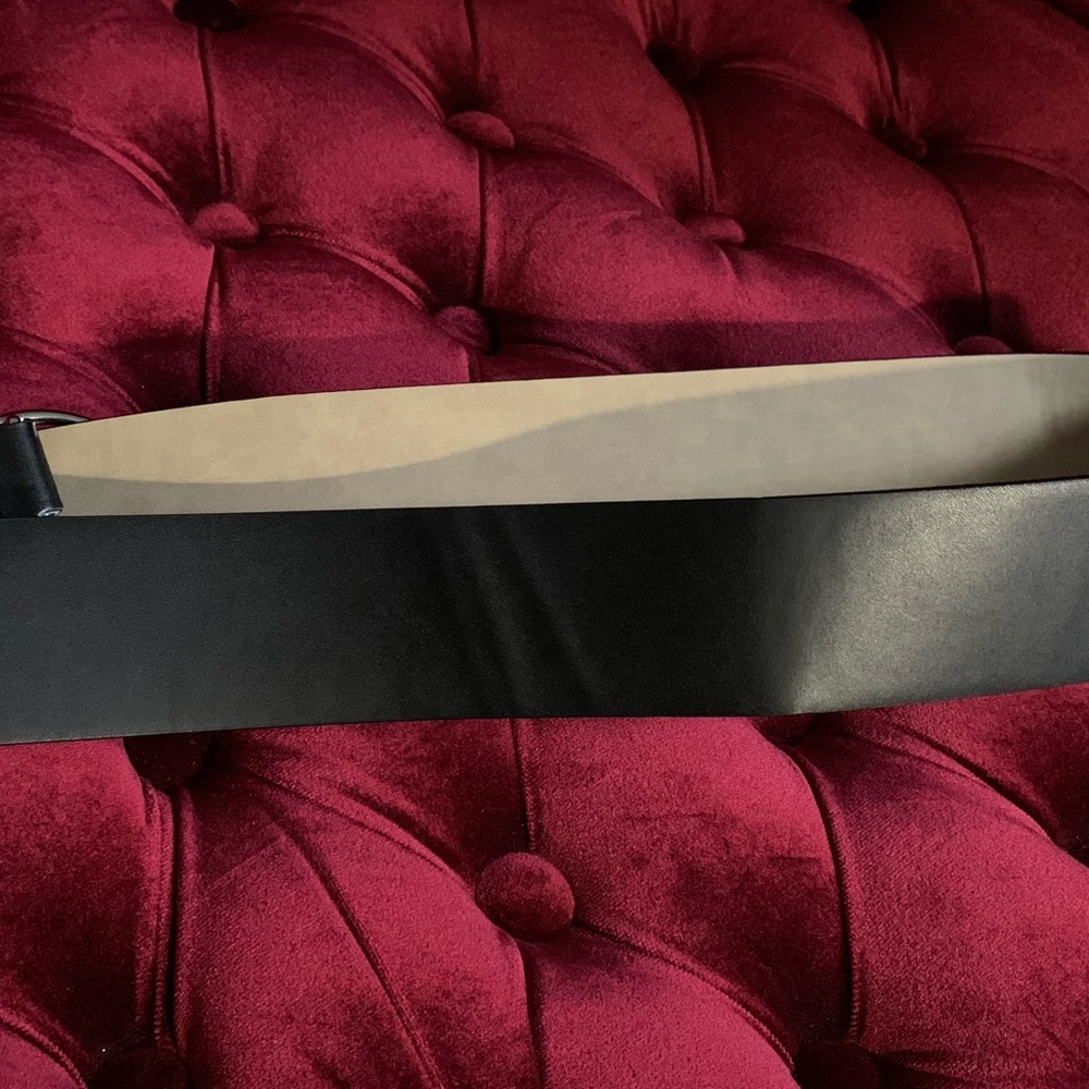 Matte Black Pleather Belt w Hoop Buckle - Picture 8 of 8